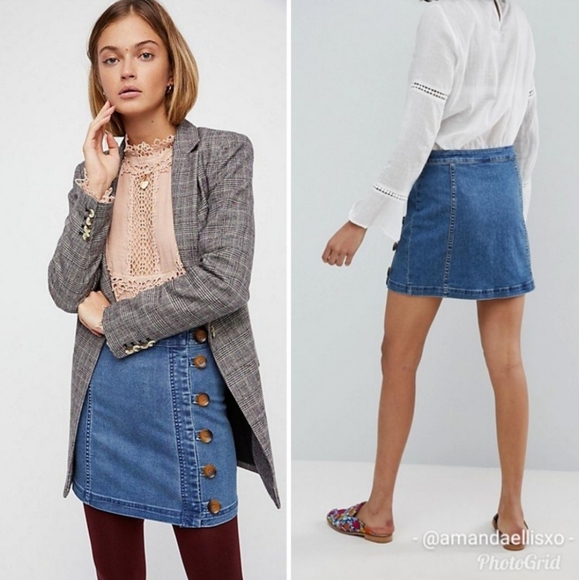 Free People Little Daisies Denim Mini Skirt - Picture 5 of 9